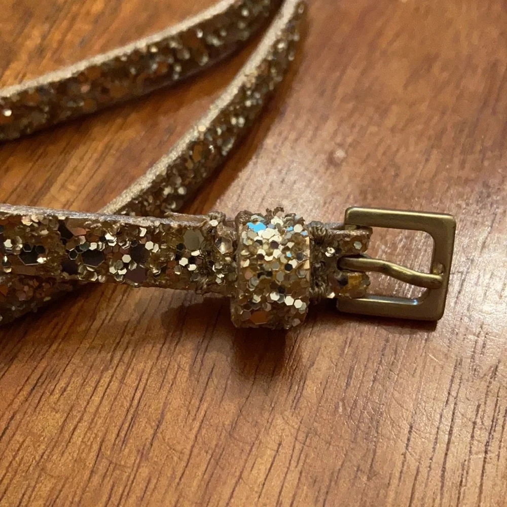 Crewcuts leather gold glitter belt